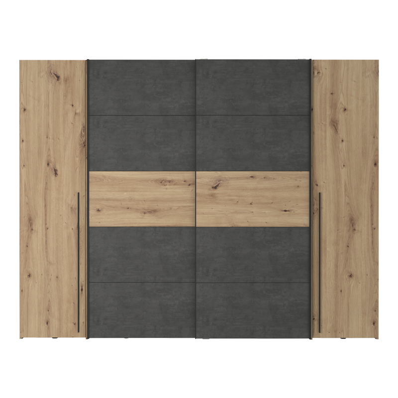 Ντουλάπα ρούχων Verzo pakoworld τετράφυλλη oak-ανθρακί μελαμίνης 270.5x61.5x210.5εκ 4