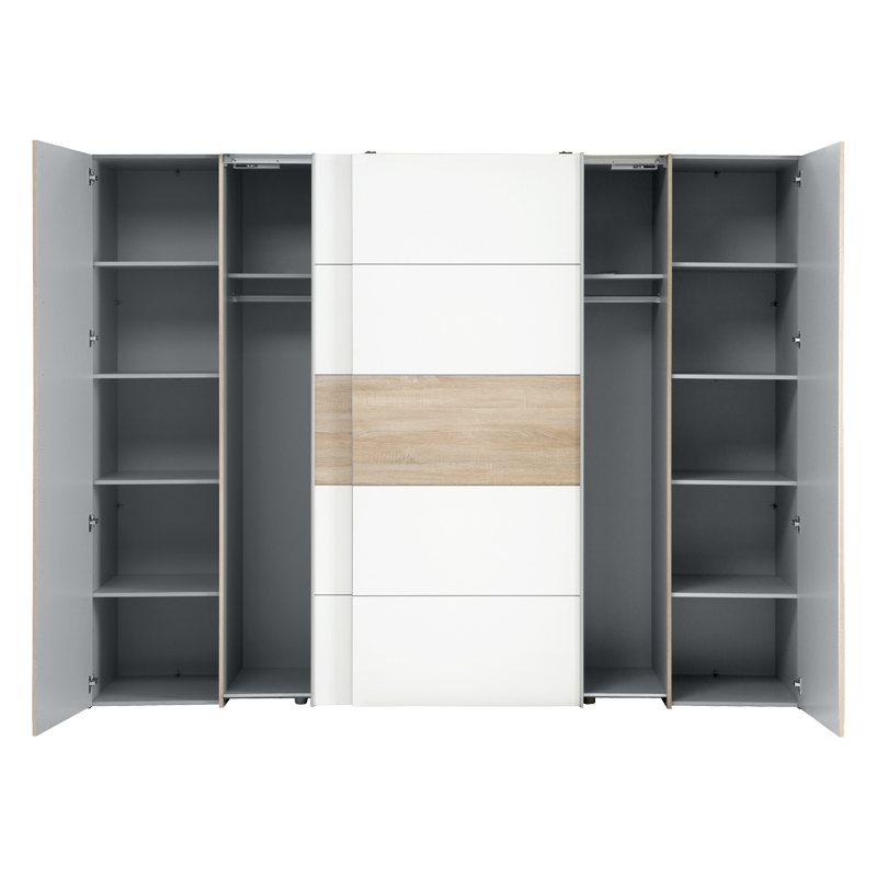 Ντουλάπα ρούχων Verzo pakoworld τετράφυλλη oak-λευκό μελαμίνης 270,5x61.5x210.5εκ 4