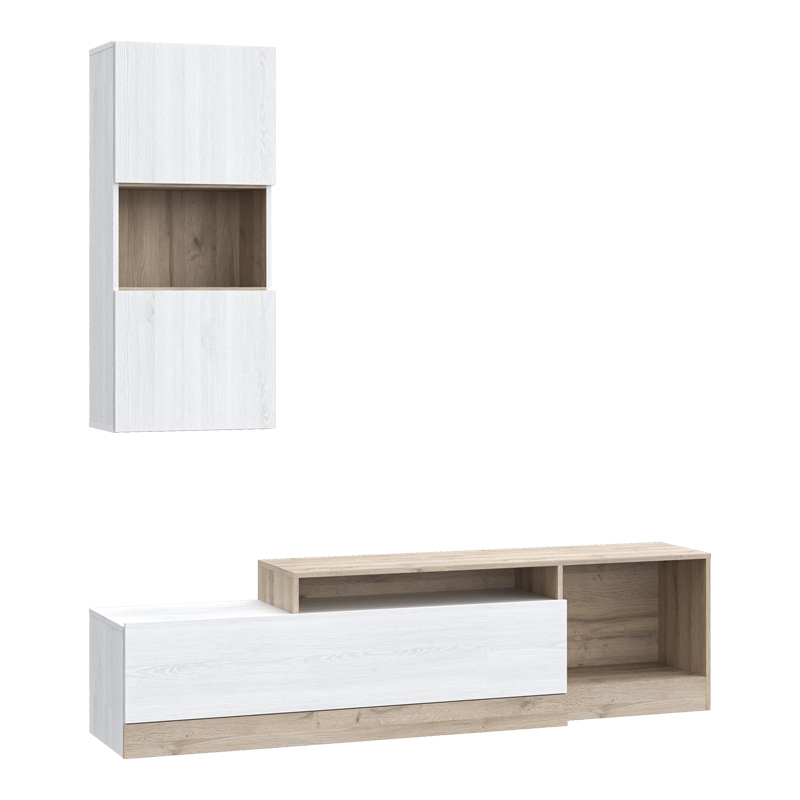 Σύνθετο σαλονιού Halmi pakoworld λευκό-oak μελαμίνης 180x39x190εκ 1
