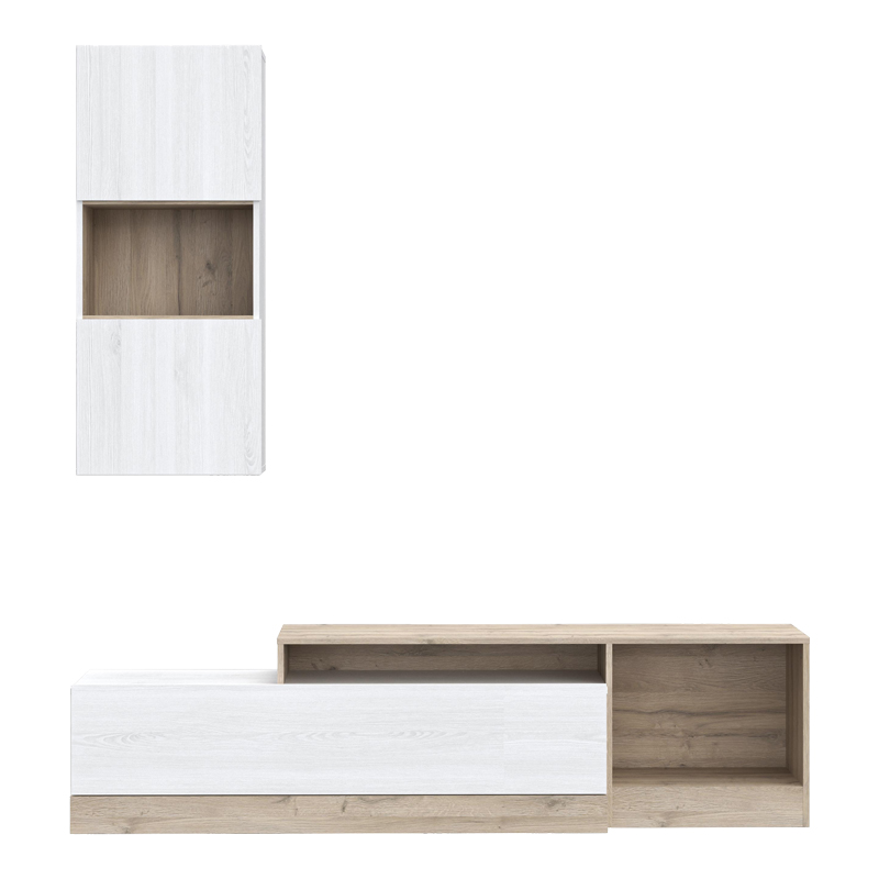 Σύνθετο σαλονιού Halmi pakoworld λευκό-oak μελαμίνης 180x39x190εκ 3