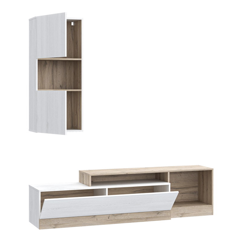 Σύνθετο σαλονιού Halmi pakoworld λευκό-oak μελαμίνης 180x39x190εκ 4