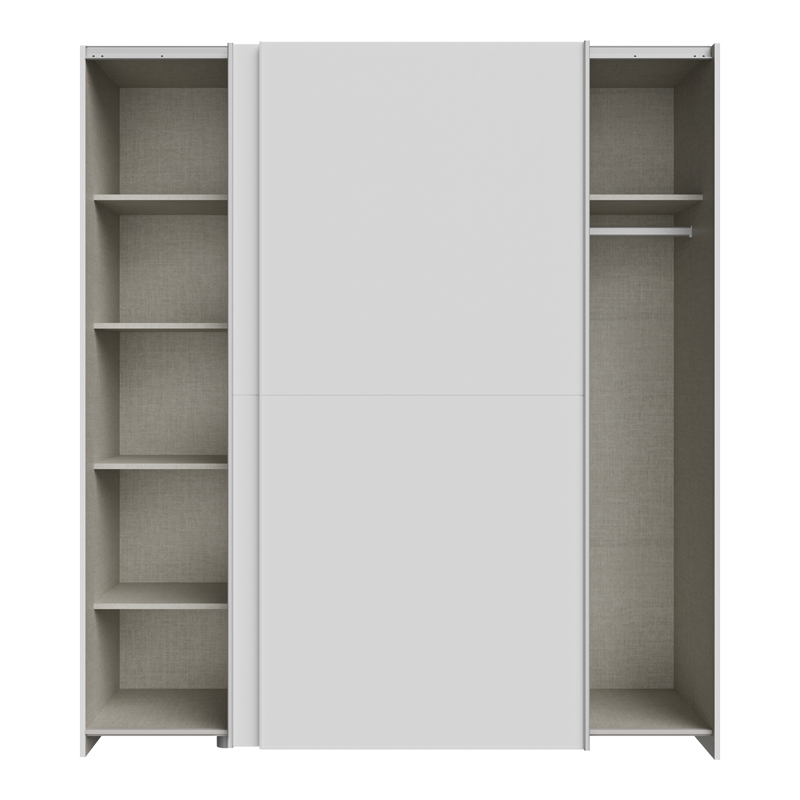 Ντουλάπα ρούχων Noez I pakoworld δίφυλλη με ράφια σε λευκή απόχρωση 170.5x61x190.5εκ 6