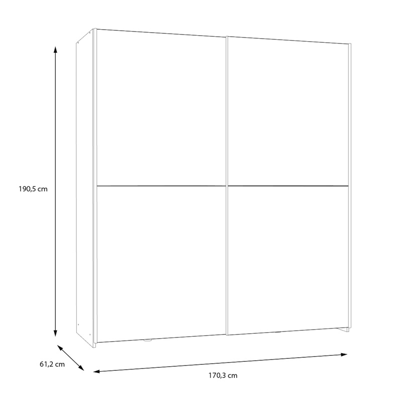 Ντουλάπα ρούχων Noez I pakoworld δίφυλλη με ράφια σε λευκή απόχρωση 170.5x61x190.5εκ 7