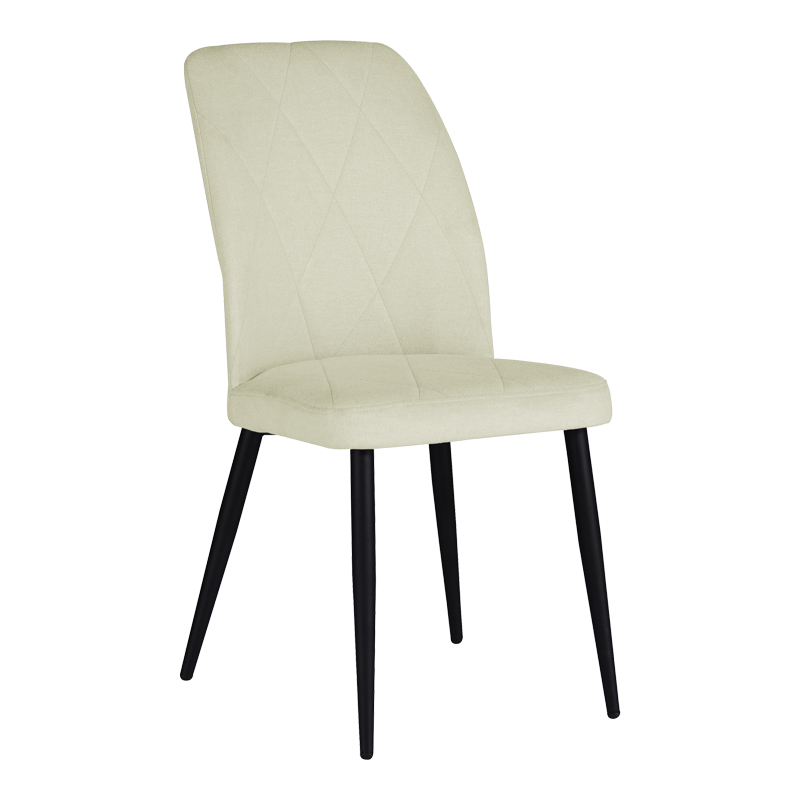 Καρέκλα Vika pakoworld εκρού ύφασμα-πόδι μαύρο μέταλλο 48x58x90εκ 1