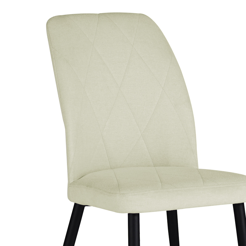 Καρέκλα Vika pakoworld εκρού ύφασμα-πόδι μαύρο μέταλλο 48x58x90εκ 3