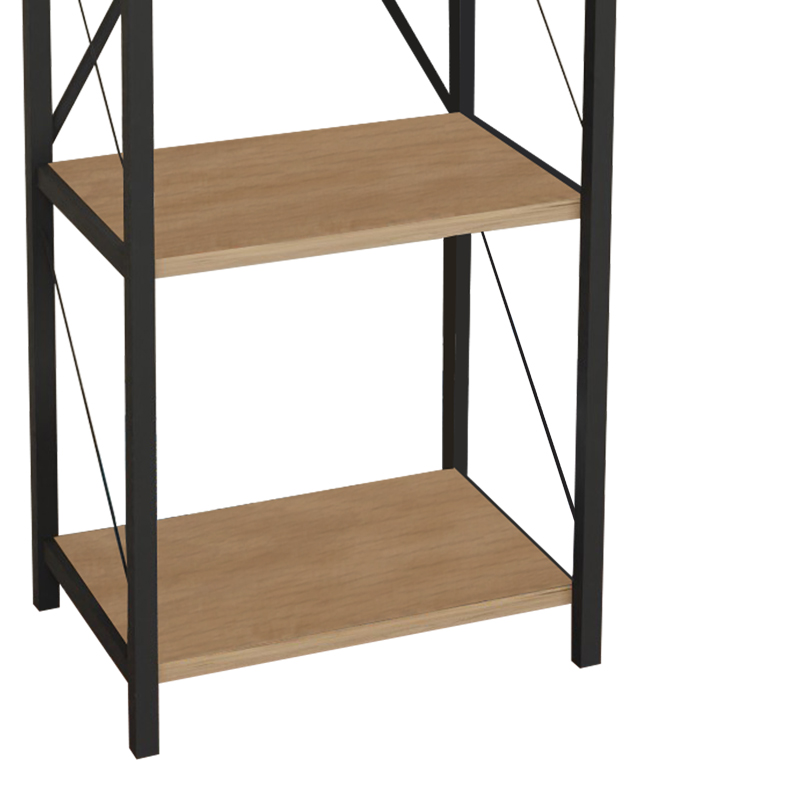 Βιβλιοθήκη Glase pakoworld oak μελαμίνης-μαύρο μέταλλο 40x30x150εκ 3
