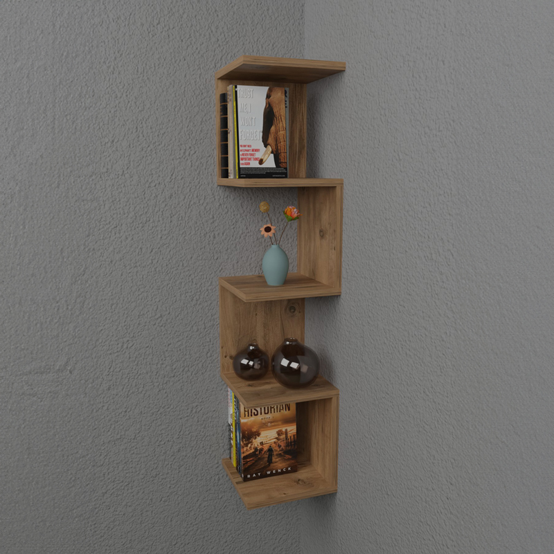 Ραφιέρα τοίχου Zigzag pakoworld oak μελαμίνης 25x25x109εκ 2