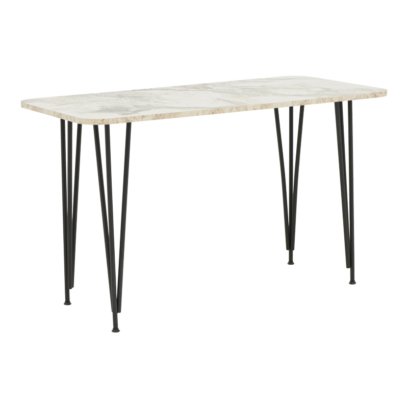 Τραπέζι Polkan pakoworld λευκό μαρμάρου μελαμίνης-μαύρο μέταλλο 120x60x73εκ 1