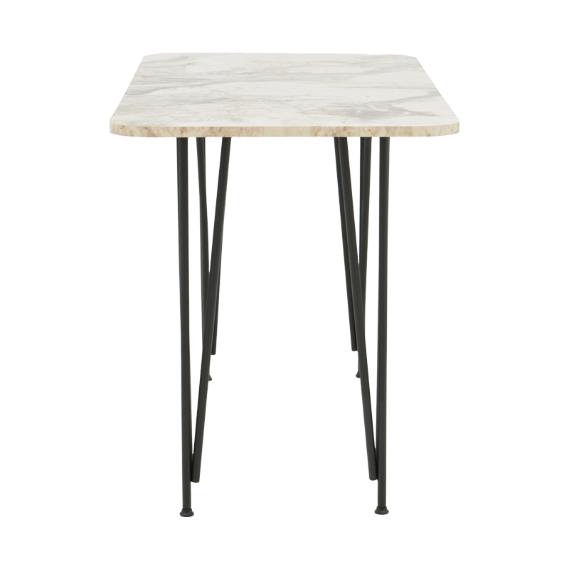 Τραπέζι Polkan pakoworld λευκό μαρμάρου μελαμίνης-μαύρο μέταλλο 120x60x73εκ 3