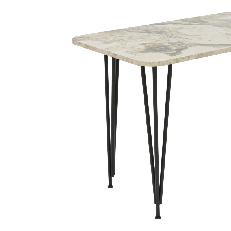 Τραπέζι Polkan pakoworld λευκό μαρμάρου μελαμίνης-μαύρο μέταλλο 120x60x73εκ 4