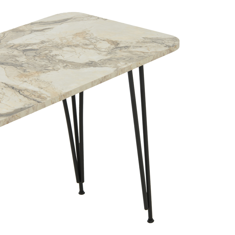Τραπέζι Polkan pakoworld λευκό μαρμάρου μελαμίνης-μαύρο μέταλλο 120x60x73εκ 5