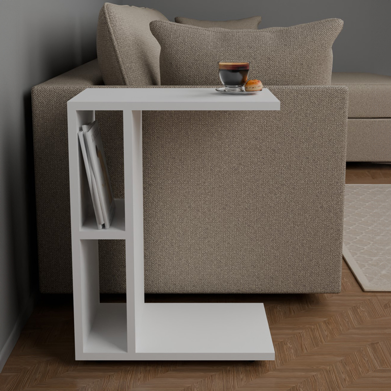 Βοηθητικό τραπέζι Boner pakoworld λευκό μελαμίνης 45x29.5x61εκ 2