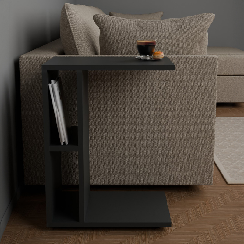 Βοηθητικό τραπέζι Boner pakoworld ανθρακί μελαμίνης 45x29.5x61εκ 2