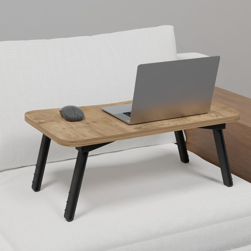 Τραπεζάκι για Laptop Rahe pakoworld oak μελαμίνης- μαύρο μέταλλο 60x35x23εκ 2
