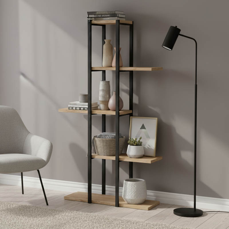 Επιδαπέδια ραφιέρα Ploko pakoworld oak μελαμίνης-μαύρο μέταλλο 60x24.7x111εκ 1