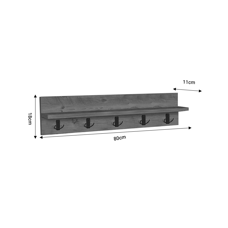 Κρεμάστρα τοίχου Esform pakoworld oak μελαμίνης 80x11x18εκ 4