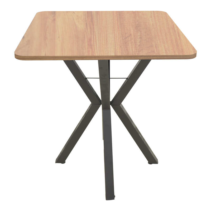 Τραπέζι Prestone pakoworld oak μελαμίνης-μαύρο μέταλλο 70x70x75εκ 3