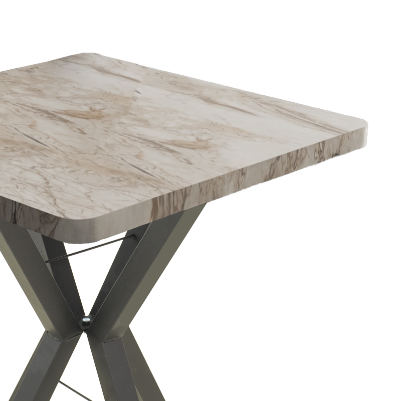 Τραπέζι Prestone pakoworld λευκό μαρμάρου μελαμίνης-μαύρο μέταλλο 70x70x75εκ 3