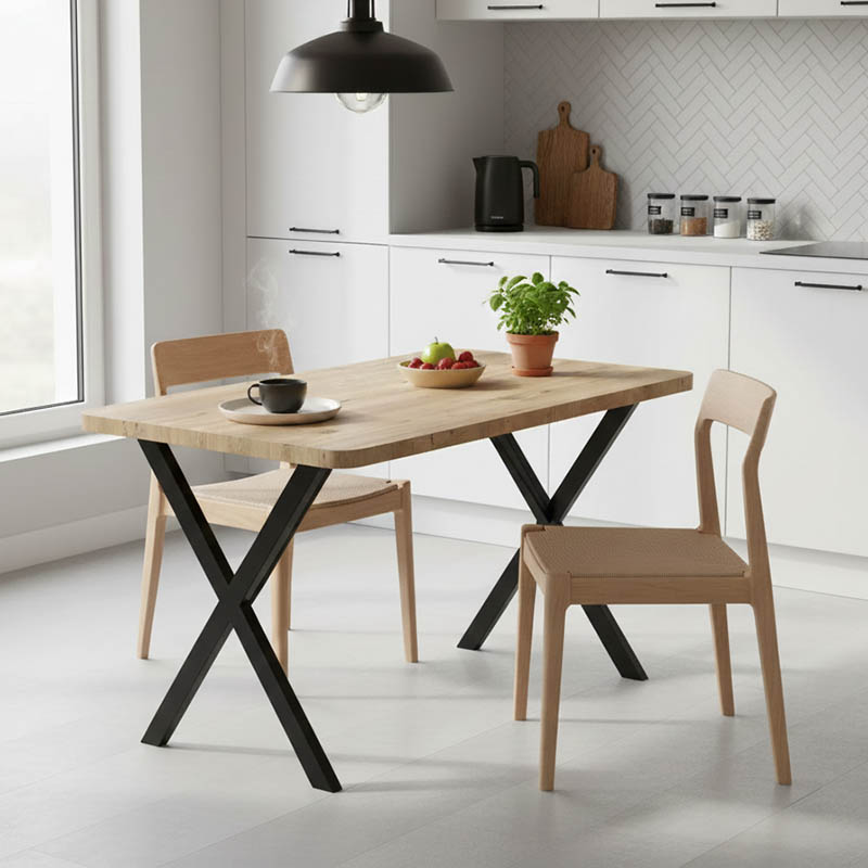 Τραπέζι Zeryin pakoworld oak μελαμίνης-μαύρο μέταλλο 110x70x75εκ 2