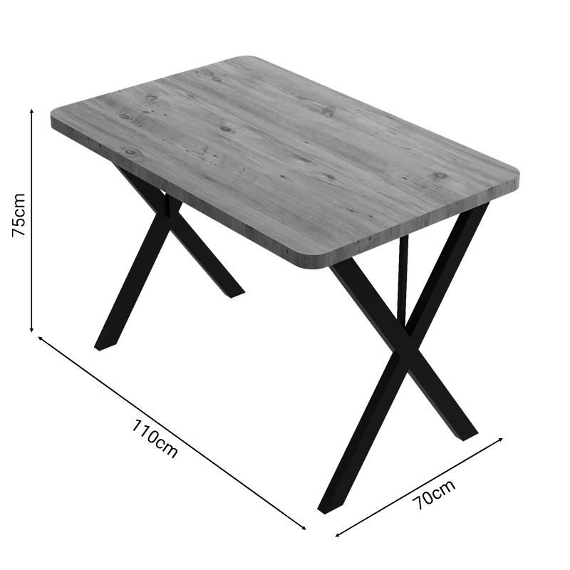 Τραπέζι Zeryin pakoworld oak μελαμίνης-μαύρο μέταλλο 110x70x75εκ 3