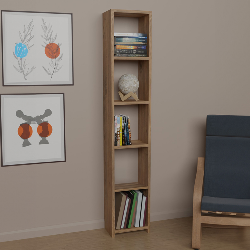 Βιβλιοθήκη Barzine pakoworld μελαμίνη σε φυσική απόχρωση 27.6x19.5x150εκ 1