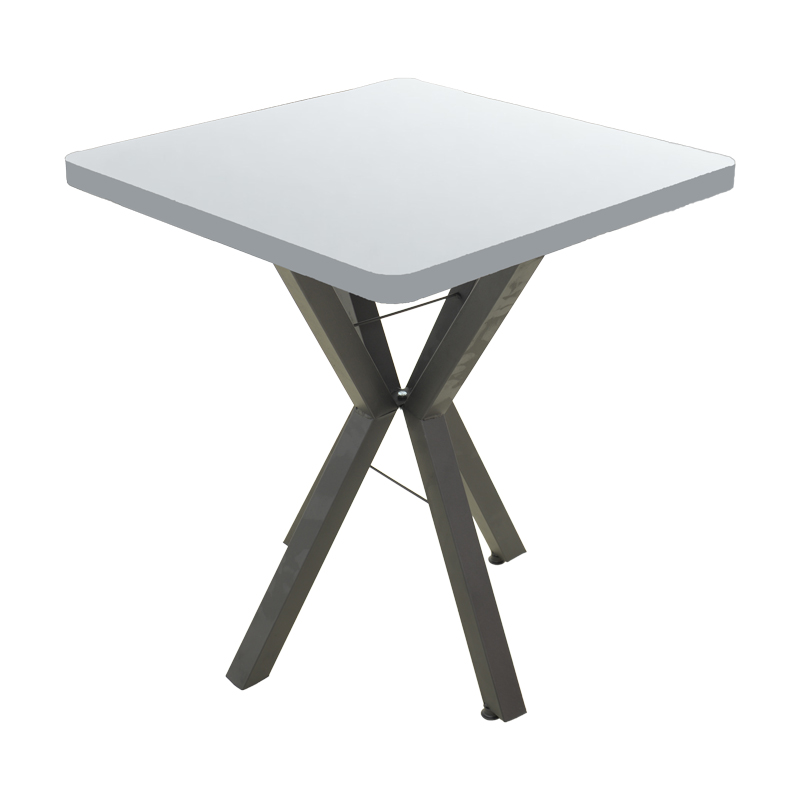 Τραπέζι Prestone pakoworld μελαμίνη σε λευκή απόχρωση και μαύρο μεταλλικό πόδι 70x70x75εκ 1