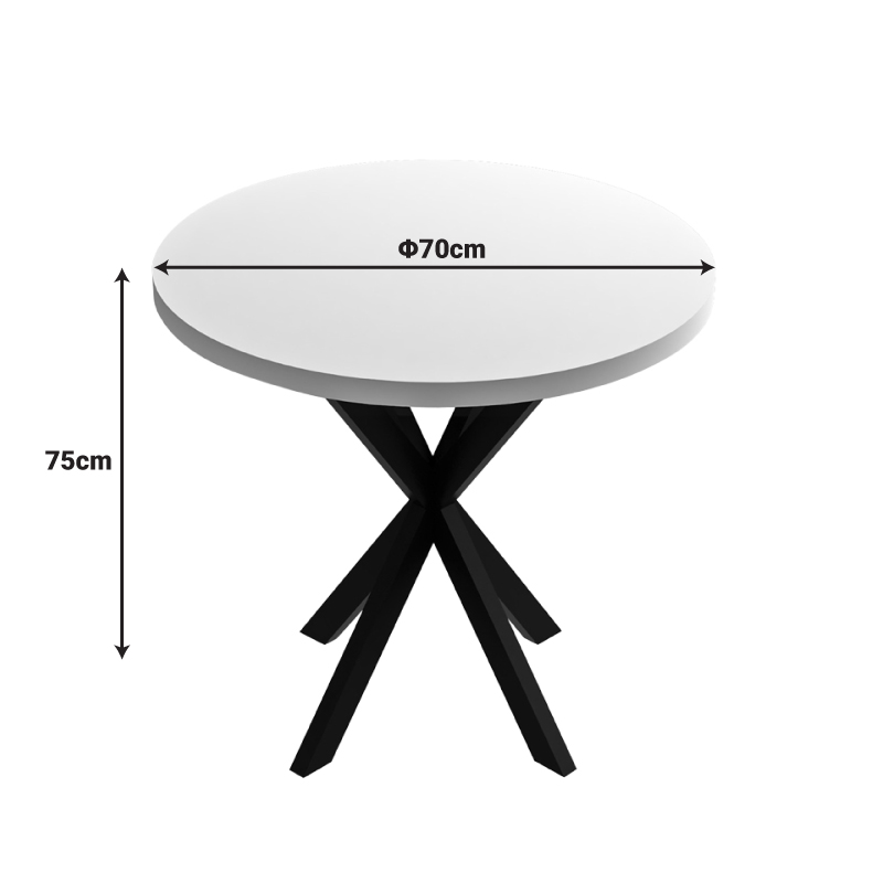 Τραπέζι Kalipso pakoworld μελαμίνη σε φυσική απόχρωση και μαύρο μεταλλικό πόδι Φ70x75εκ 4