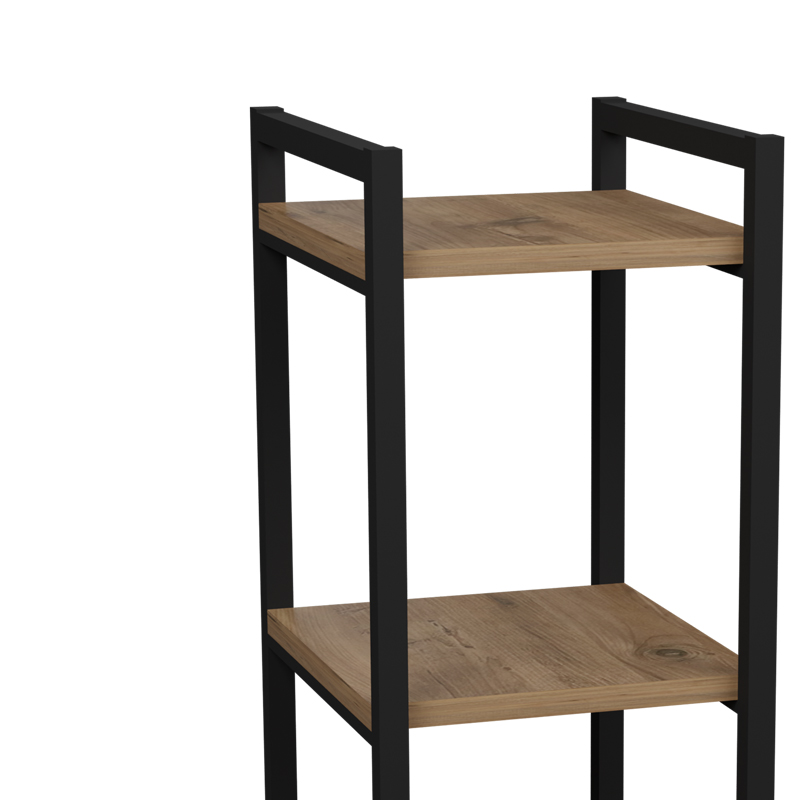 Επιδαπέδια ραφιέρα Harvey pakoworld μαύρο μέταλλο και μελαμίνη σε φυσική απόχρωση 33x28x70εκ 4