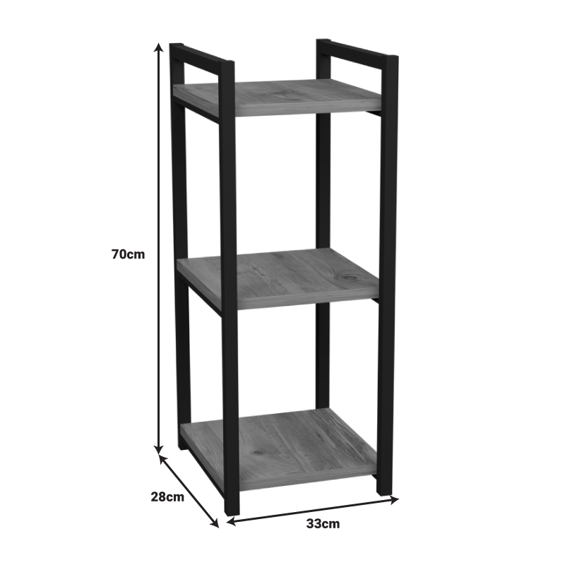 Επιδαπέδια ραφιέρα Harvey pakoworld μαύρο μέταλλο και μελαμίνη σε φυσική απόχρωση 33x28x70εκ 6