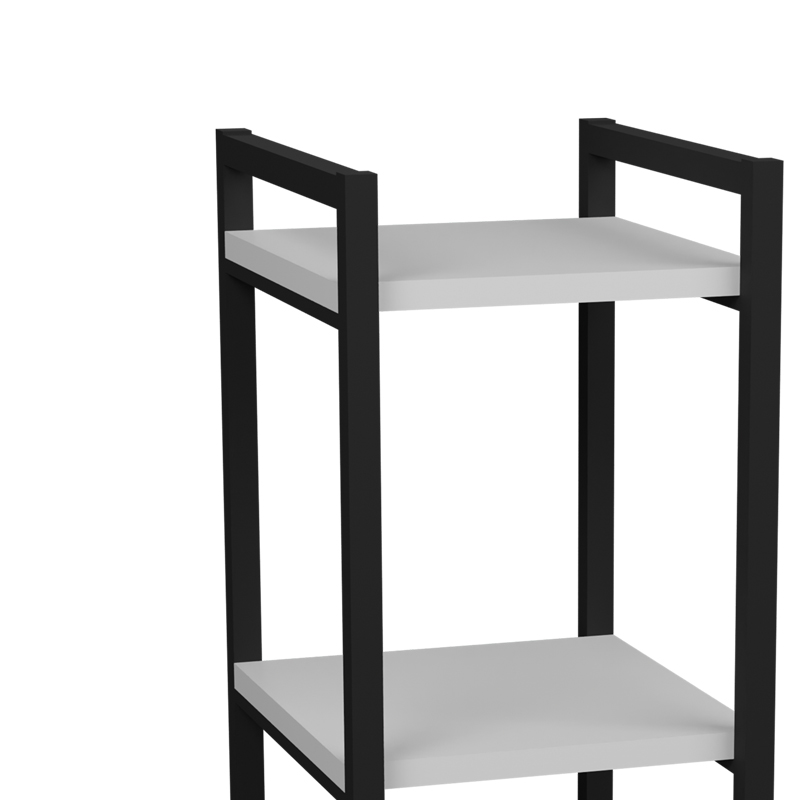 Επιδαπέδια ραφιέρα Harvey pakoworld μαύρο μέταλλο και μελαμίνη σε λευκή απόχρωση 33x28x70εκ 4