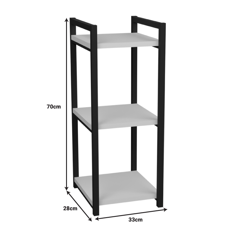 Επιδαπέδια ραφιέρα Harvey pakoworld μαύρο μέταλλο και μελαμίνη σε λευκή απόχρωση 33x28x70εκ 6
