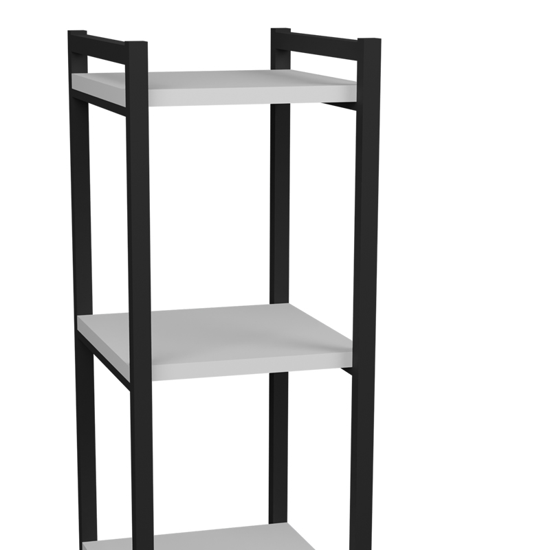 Επιδαπέδια ραφιέρα Harvey pakoworld μαύρο μέταλλο και μελαμίνη σε λευκή απόχρωση 33x28x100εκ 4