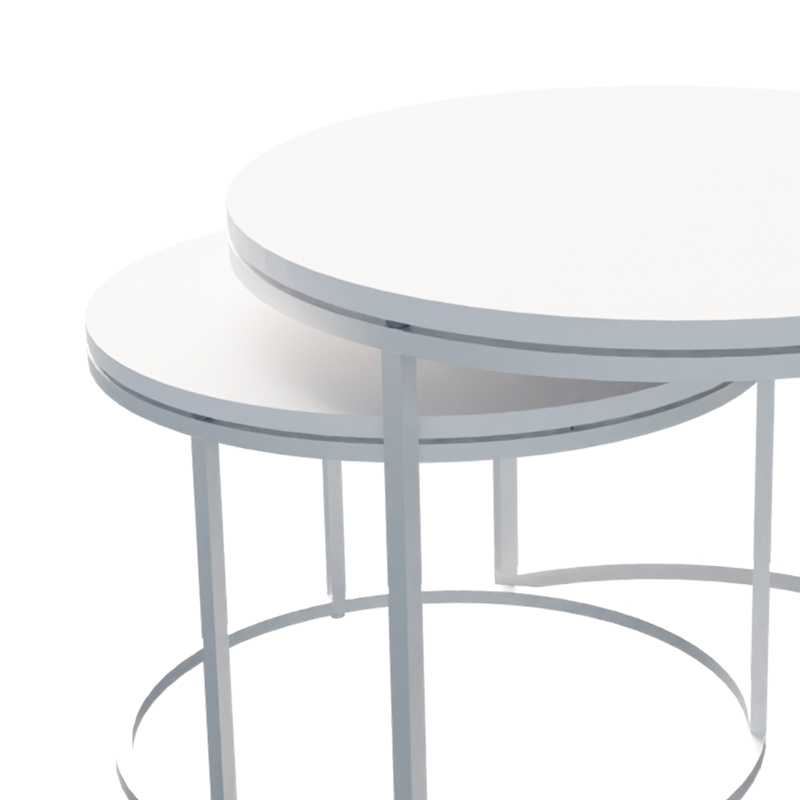 Τραπέζια σαλονιού Solme pakoworld σετ 2τεμ μέταλλο και μελαμίνη σε λευκή απόχρωση 3