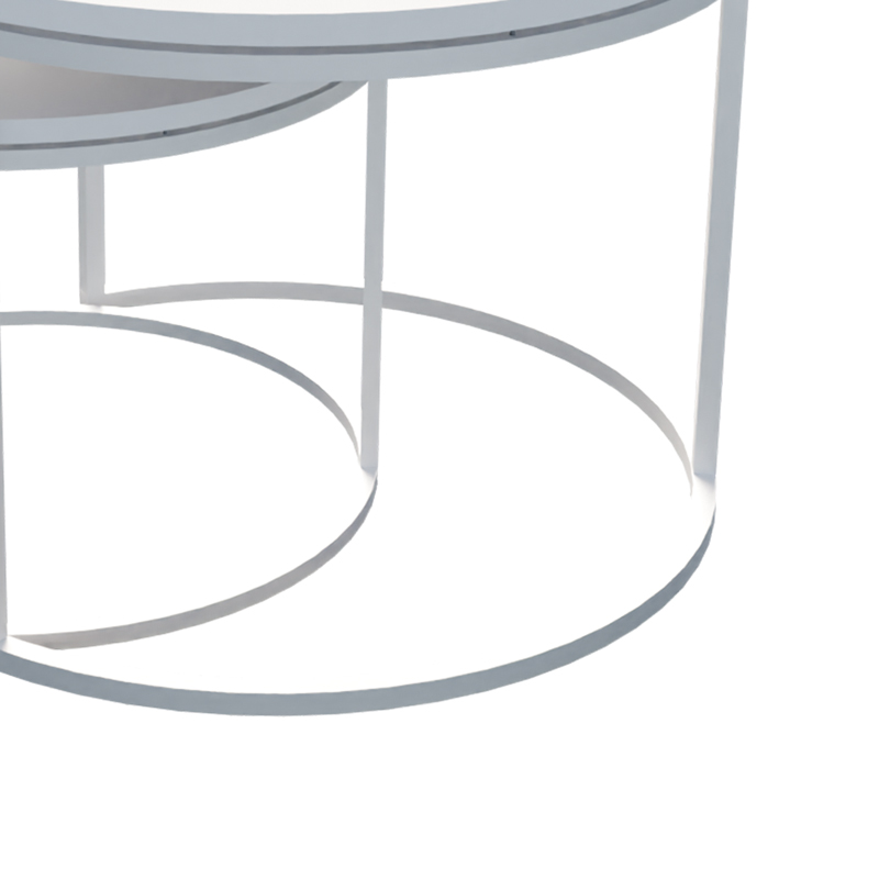 Τραπέζια σαλονιού Solme pakoworld σετ 2τεμ μέταλλο και μελαμίνη σε λευκή απόχρωση 4