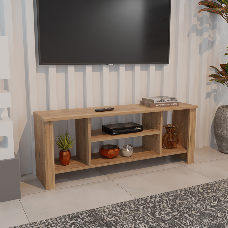 Έπιπλο τηλεόρασης Seref pakoworld σε oak απόχρωση 120x30x47εκ 1
