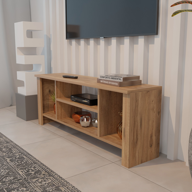 Έπιπλο τηλεόρασης Seref pakoworld σε oak απόχρωση 120x30x47εκ 4