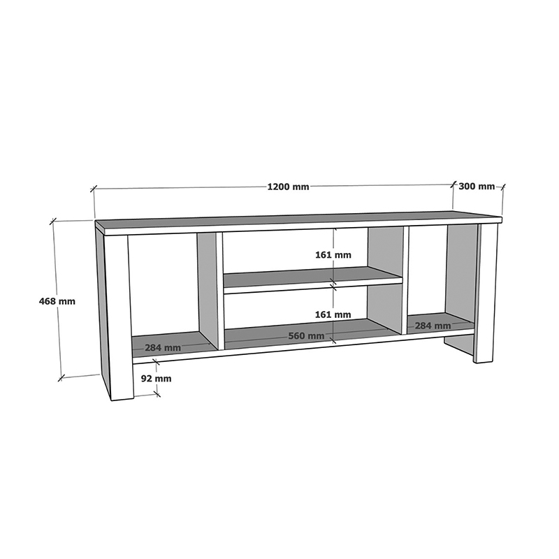 Έπιπλο τηλεόρασης Seref pakoworld σε oak απόχρωση 120x30x47εκ 5