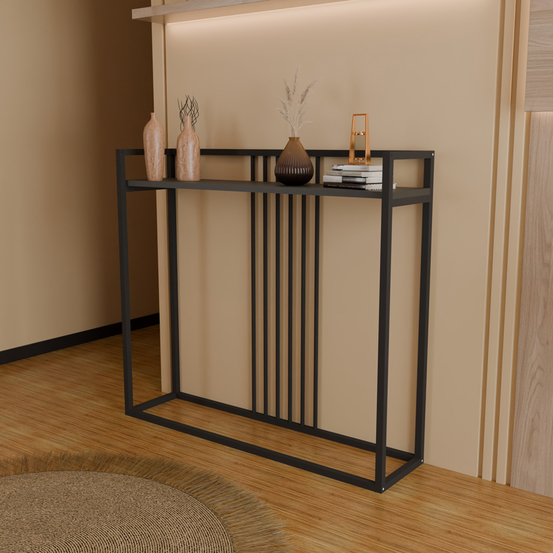 Κονσόλα Convida pakoworld ανθρακί με μαύρο μεταλλικό σκελετό 100x25x90εκ 4