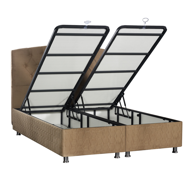 Κρεβάτι Lanse pakoworld διπλό με αποθηκευτικό χώρο μπεζ 160x200εκ 4