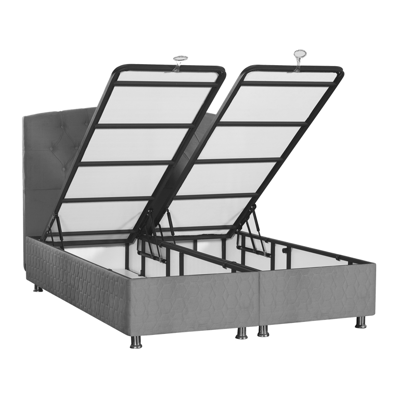 Κρεβάτι Lanse pakoworld διπλό με αποθηκευτικό χώρο ανθρακί 160x200εκ 2