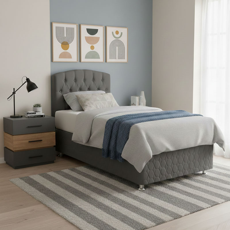 Κρεβάτι Lanse pakoworld μονό με αποθηκευτικό χώρο ανθρακί βελούδο 120x200εκ 2