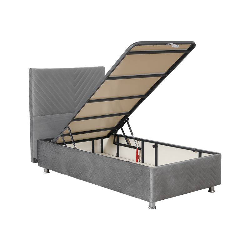 Κρεβάτι Rizko pakoworld μονό με αποθηκευτικό χώρο γκρι 120x200εκ 3