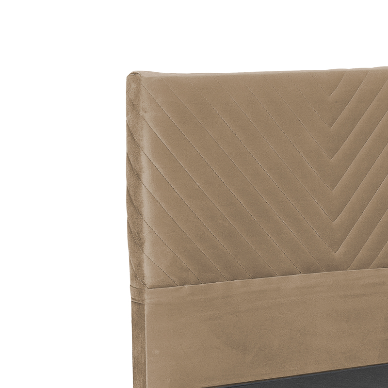 Κρεβάτι Rizko pakoworld μονό βελούδο με αποθηκευτικό χώρο μπεζ 120x200εκ 4