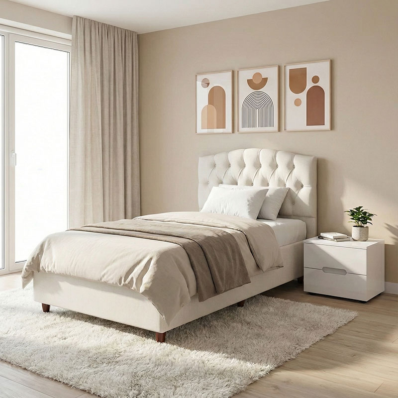 Κρεβάτι Lanse pakoworld μονό με αποθηκευτικό χώρο κρεμ 120x200εκ 2