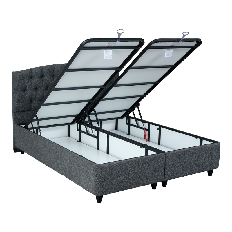 Κρεβάτι Lanse pakoworld διπλό με αποθηκευτικό χώρο μπουκλέ ανθρακί 160x200εκ 2