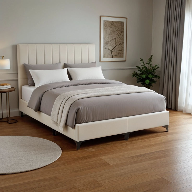 Κρεβάτι Moega pakoworld ύφασμα σε κρεμ απόχρωση 160x200εκ 2