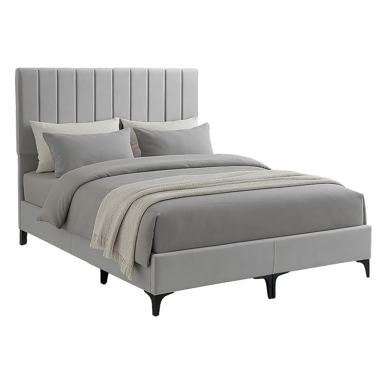 Κρεβάτι Moega pakoworld ύφασμα σε γκρι απόχρωση 160x200εκ 1