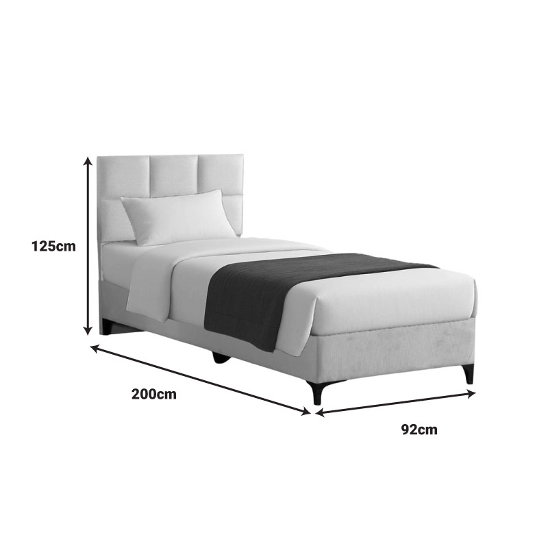 Κρεβάτι Melei pakoworld ύφασμα σε κρεμ απόχρωση 90x200εκ 4