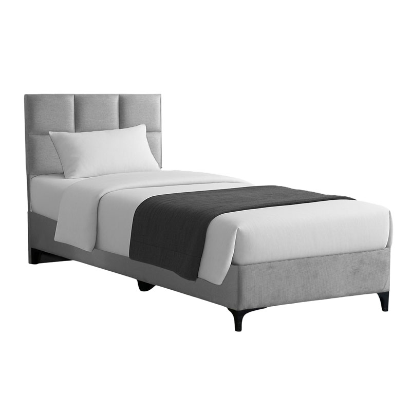 Κρεβάτι Melei pakoworld ύφασμα σε γκρι απόχρωση 90x200εκ 1