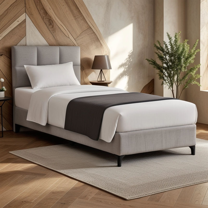 Κρεβάτι Melei pakoworld ύφασμα σε γκρι απόχρωση 90x200εκ 2